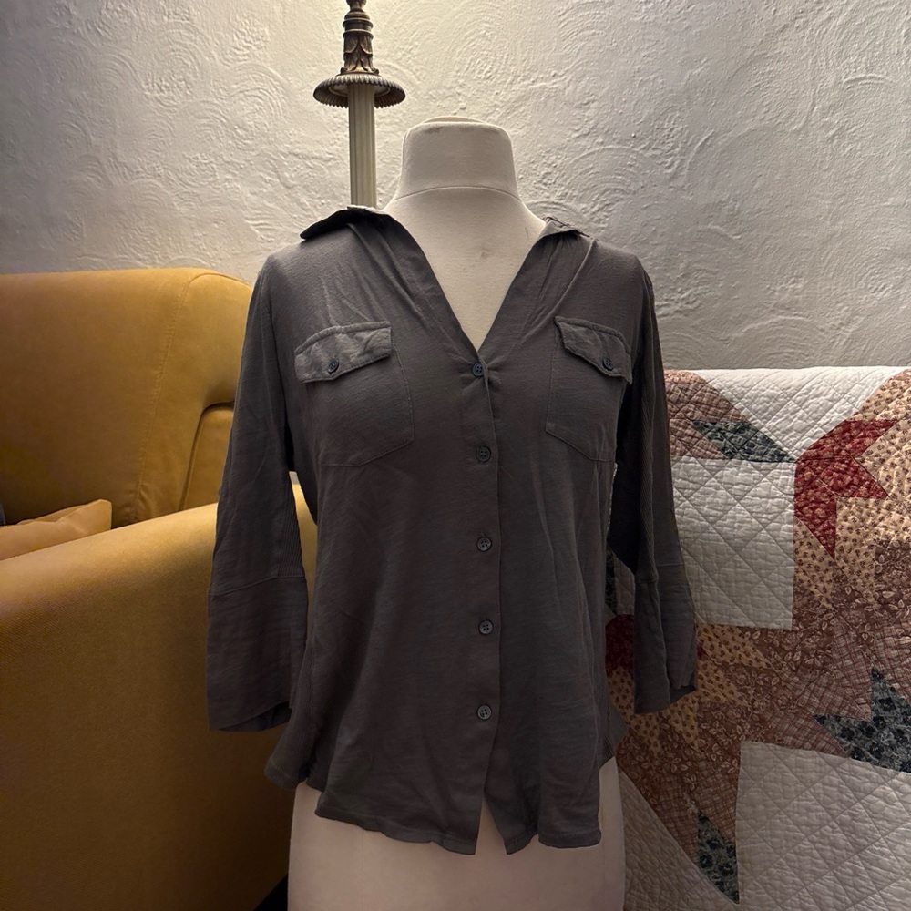 James Perse Charcoal Button-Down Shirt